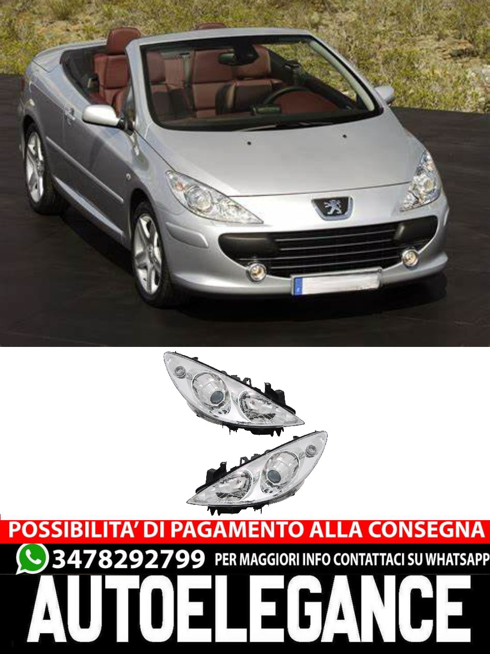 Set fari per Peugeot 307 CC 2005-2007 LWR Attuatore Motore H1 H7