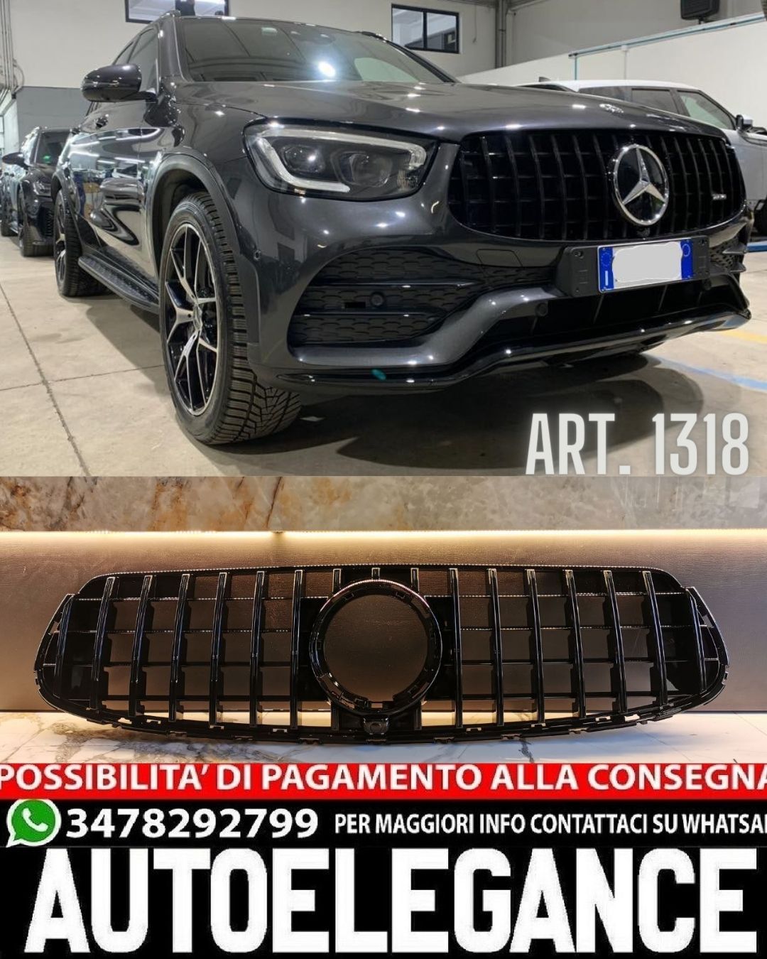 GRIGLIA ADATTA PER MERCEDES GLC NERA X253 C253 LIFT AMG 2019-2022 LOOK GT