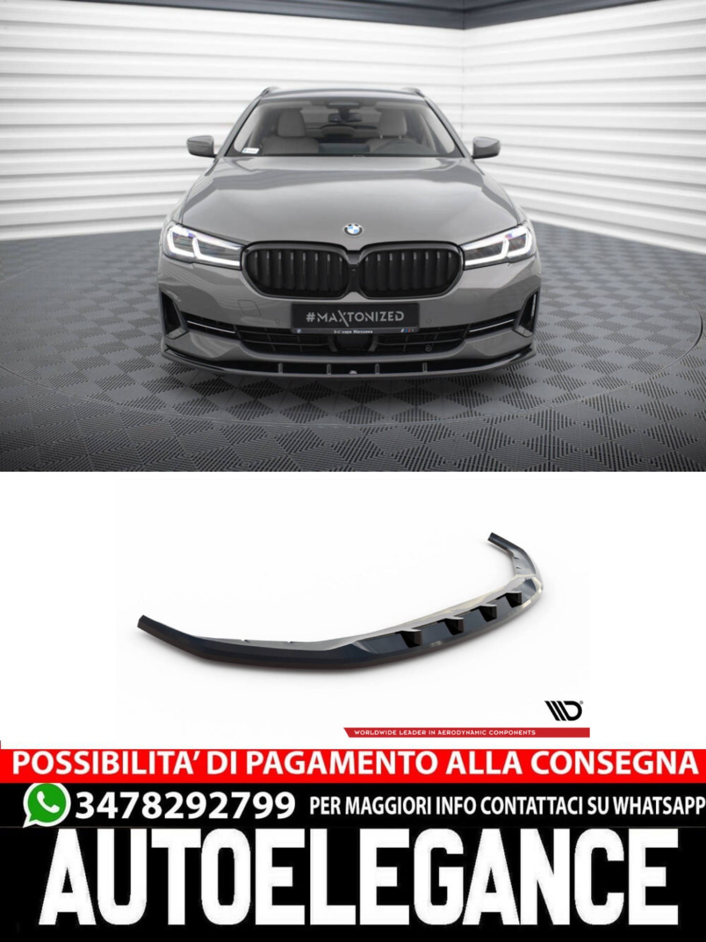 SPLITTER ANTERIORE ADATTO PER V.1 BMW 5 G30 / G31 FACELIFT   (2020-2023)