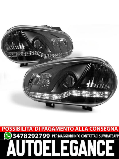 FARI ANTERIORI DAYLIGHT NERO per VW GOLF 4 09.97-09.03
