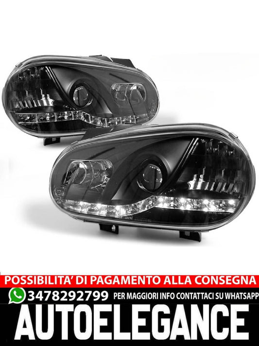 FARI ANTERIORI DAYLIGHT NERO per VW GOLF 4 09.97-09.03