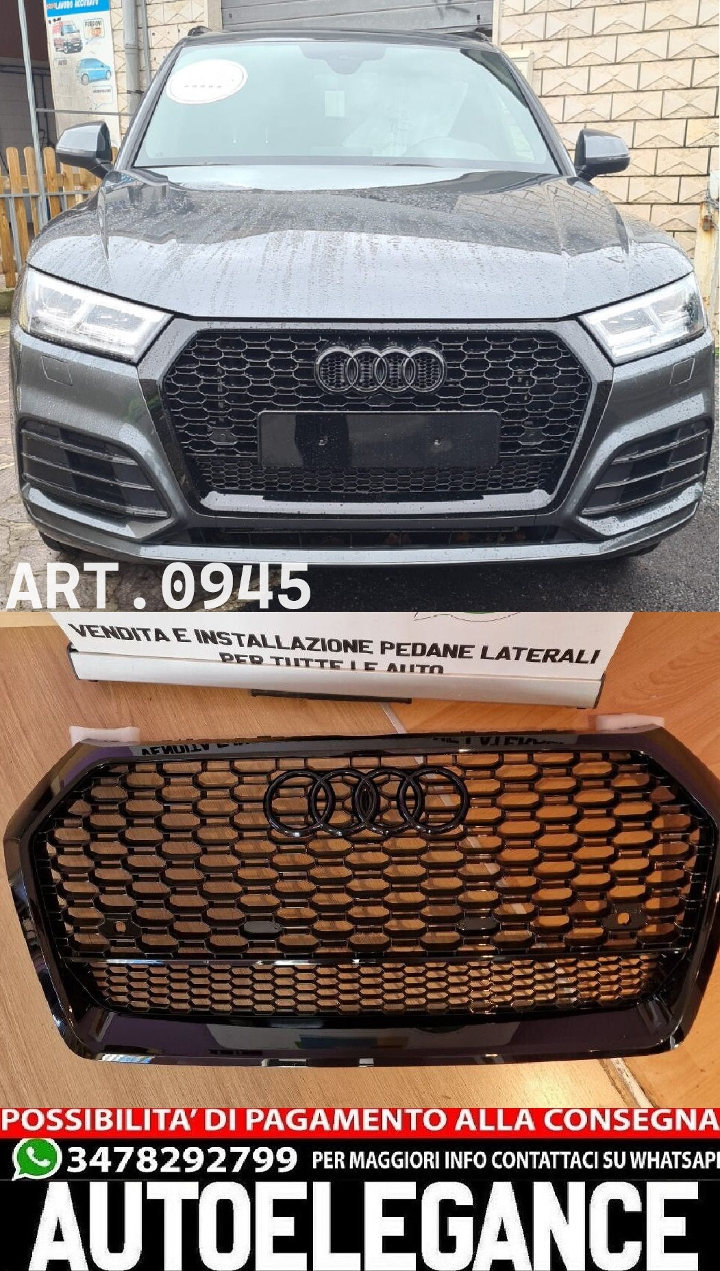 0945🤩GRIGLIA ADATTA PER AUDI Q5 FY 2017-2020 LOOK RSQ5 NERA🤩