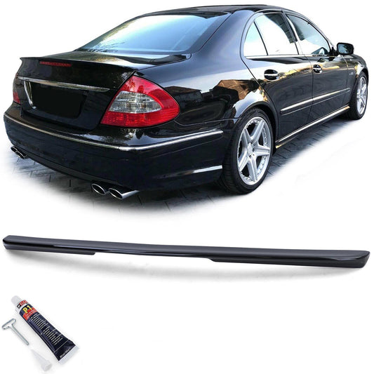 Spoiler posteriore sportivo nero lucido con ABE per Mercedes E W211 Limo 03-08