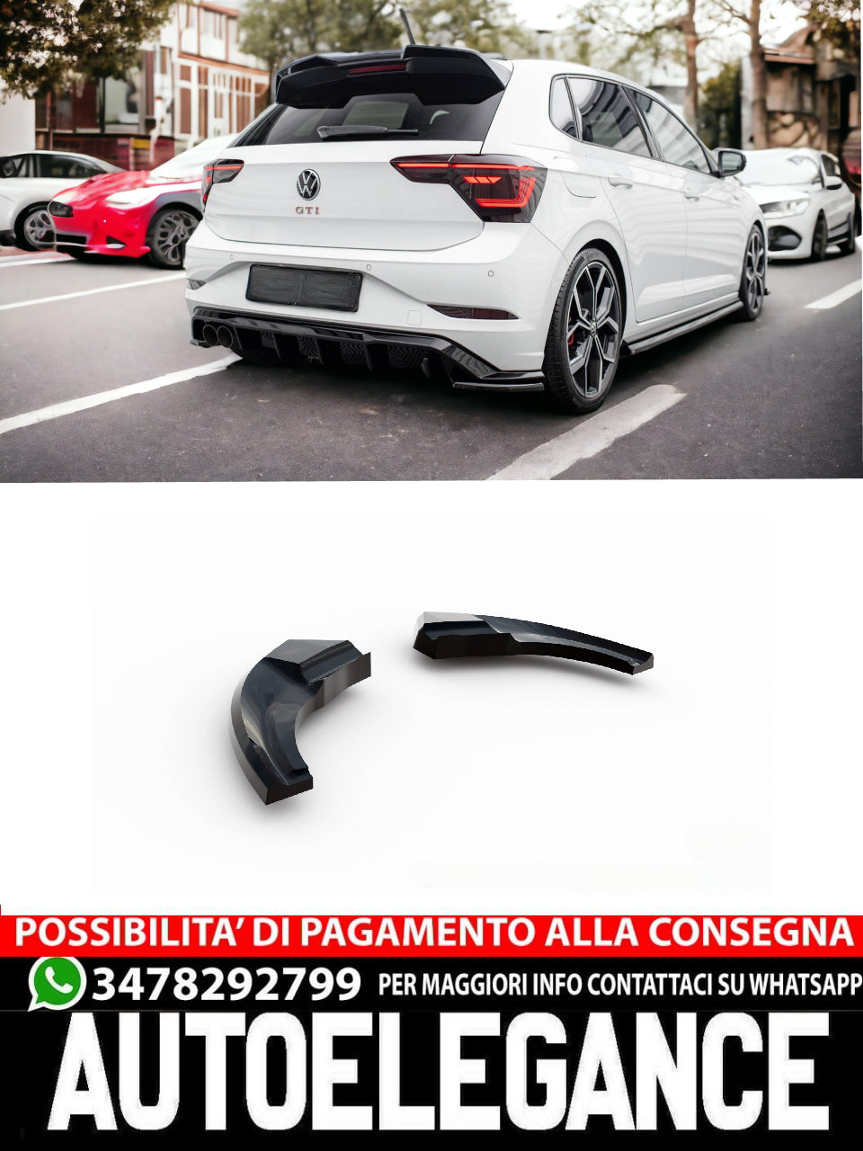 REAR SIDE SPLITTERS VOLKSWAGEN POLO GTI MK6 FACELIFT 