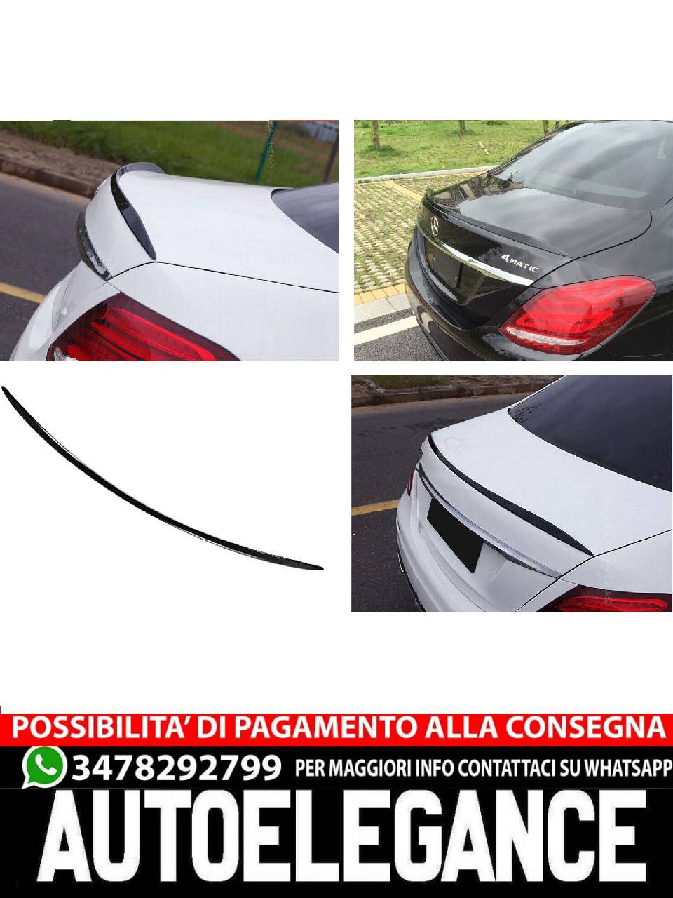 SPOILER POSTERIORE LIP NERO per Mercedes W213 Classe E