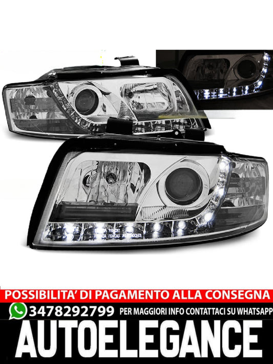 DAYLIGHT CHROME HEADLIGHTS COMPATIBLE WITH AUDI A4 10.00-10.04 