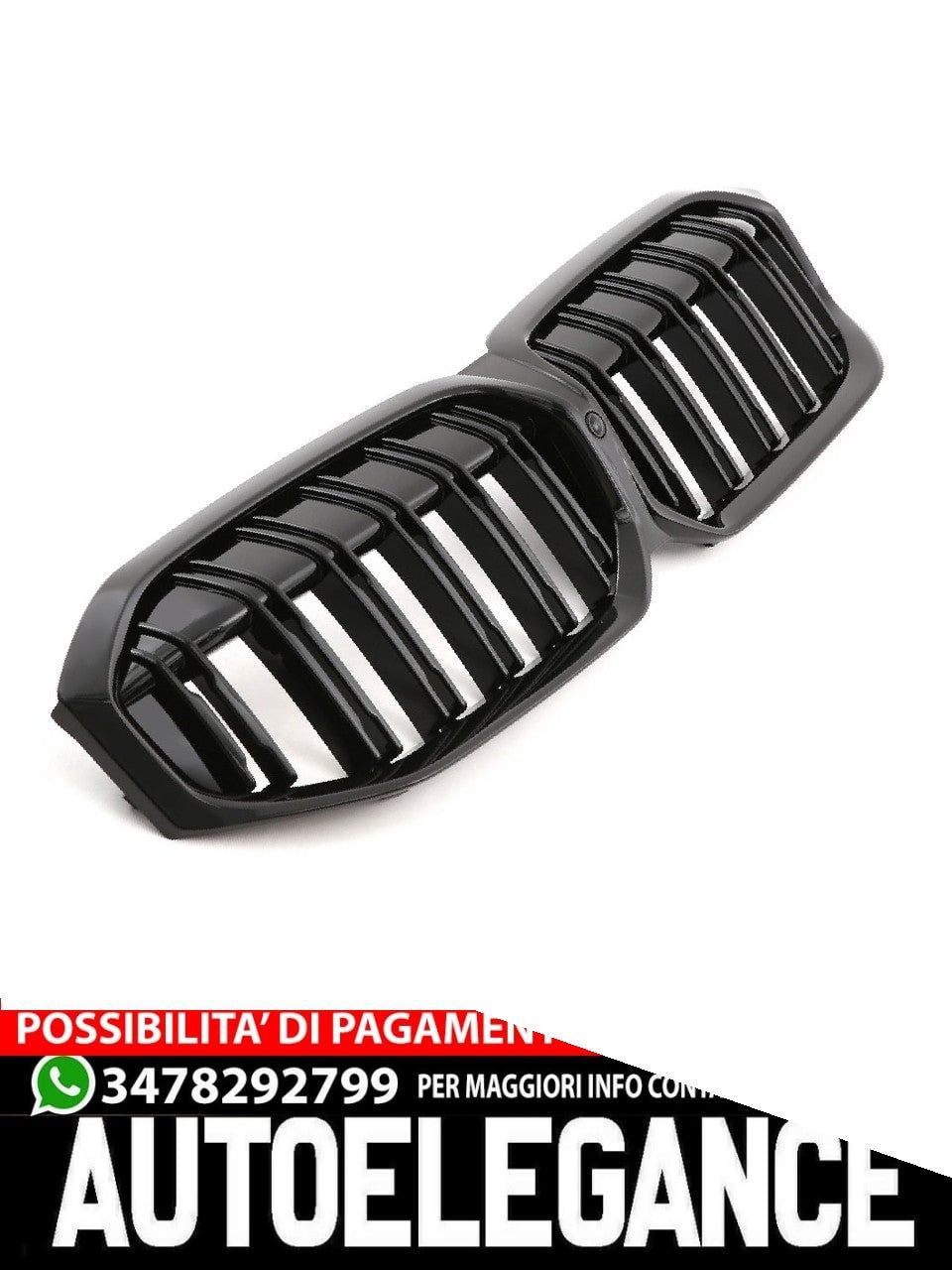 ADATTO PER BMW SERIE 3 G20 G21 LCI GRIGLIA DOPPIA BARRA NERO LUCIDO