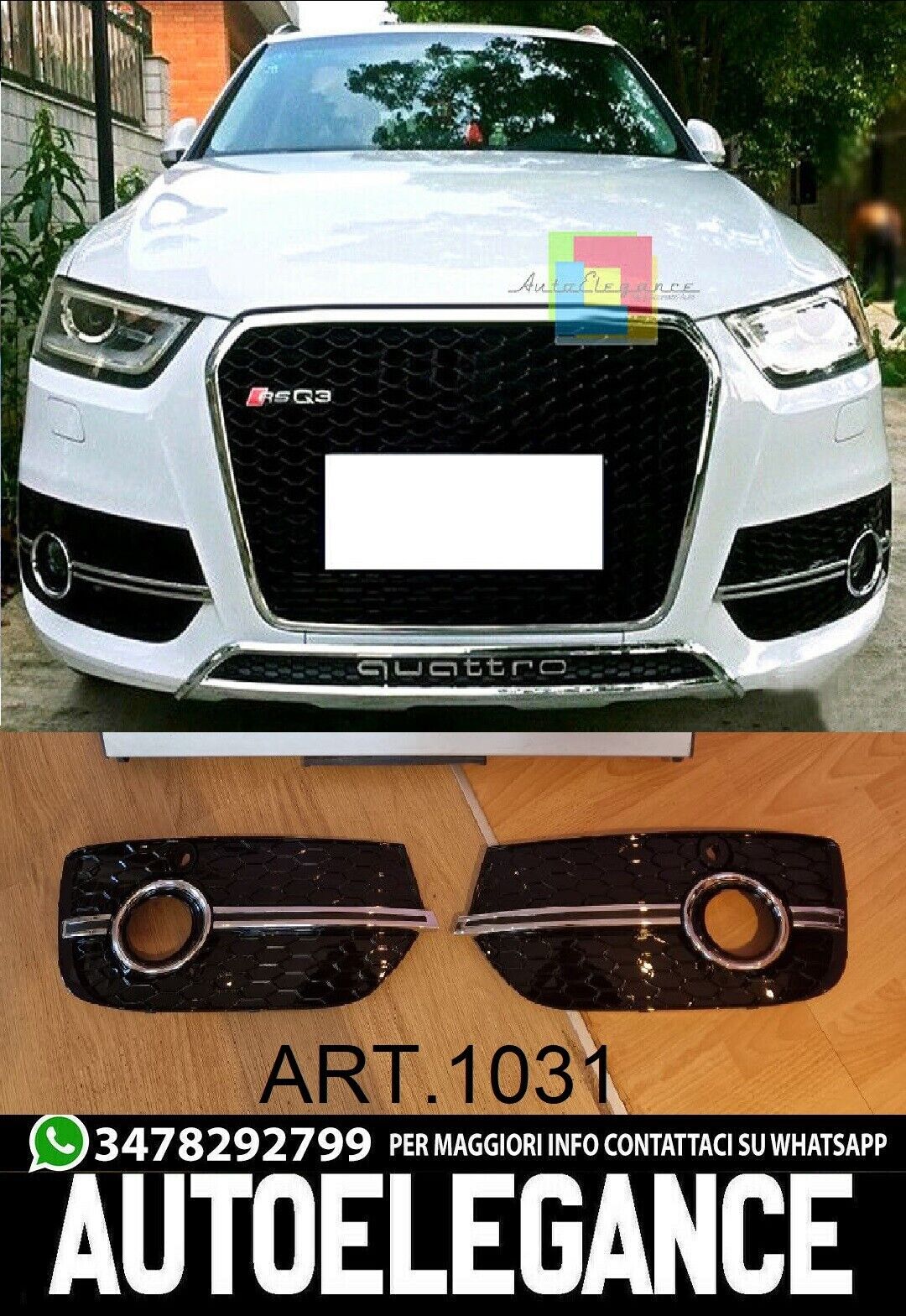 AUDI Q3 2012-2015 GRIGLIE FENDINEBBIA NIDO D'APE LOOK SLINE SQ3 NERO.-. 1031 AUTOELEGANCERICAMBI