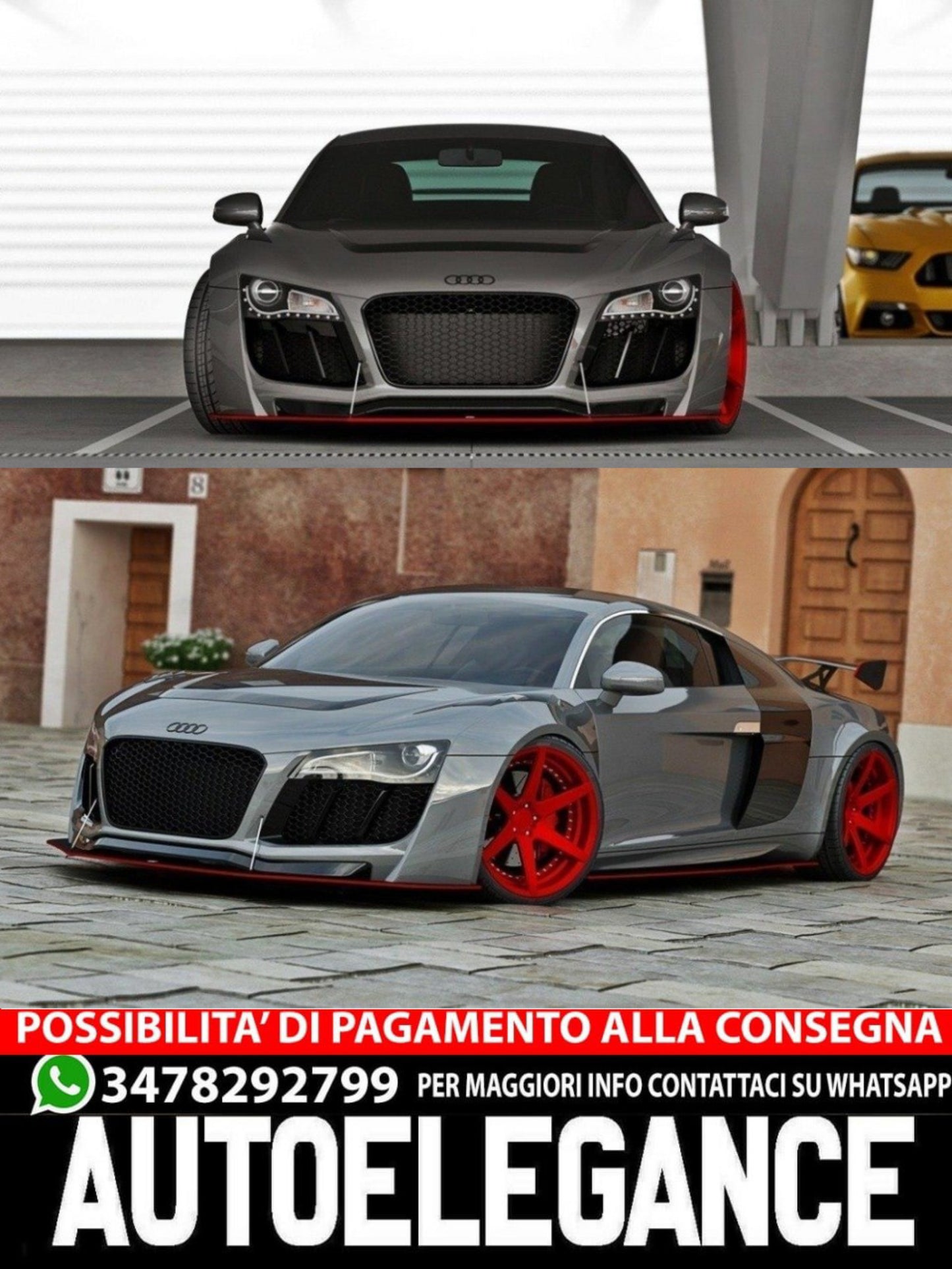 PARAURTI ANTERIORE ADATTO PER  AUDI R8 MK.1   ( 2006-2015 )