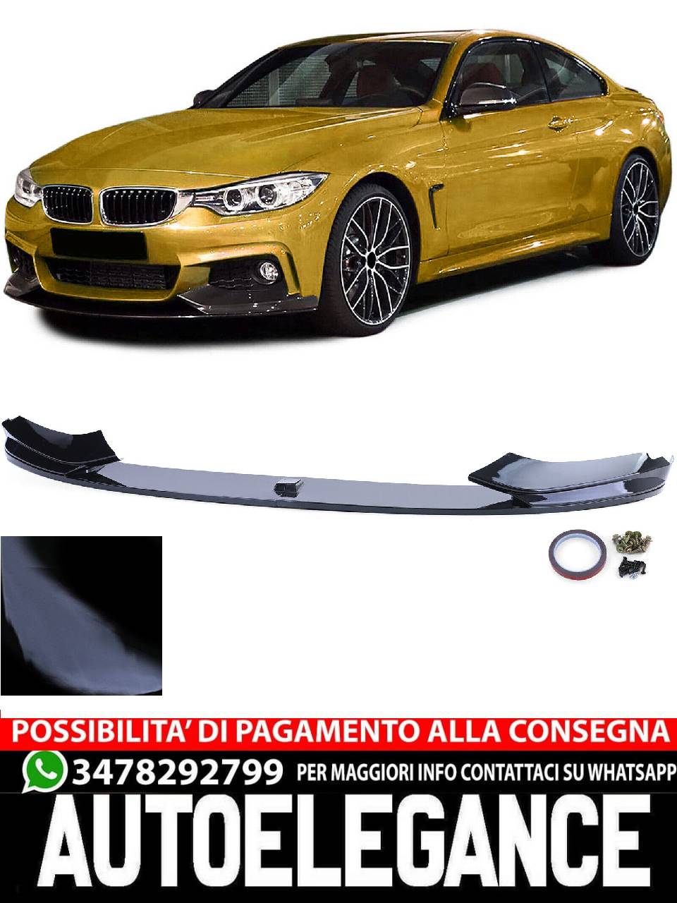 Glossy front spoiler suitable for BMW 4 Series F32 F33 F36 from 2013