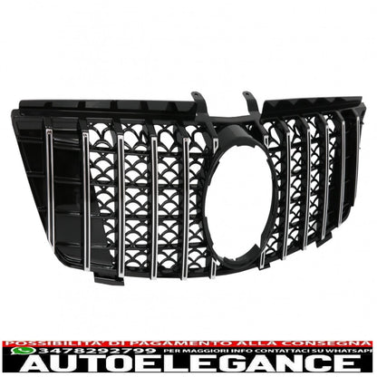 griglia anteriore centrale adatta per mercedes ml w164 (2005-2008) gt-r design panamericana nera cromata