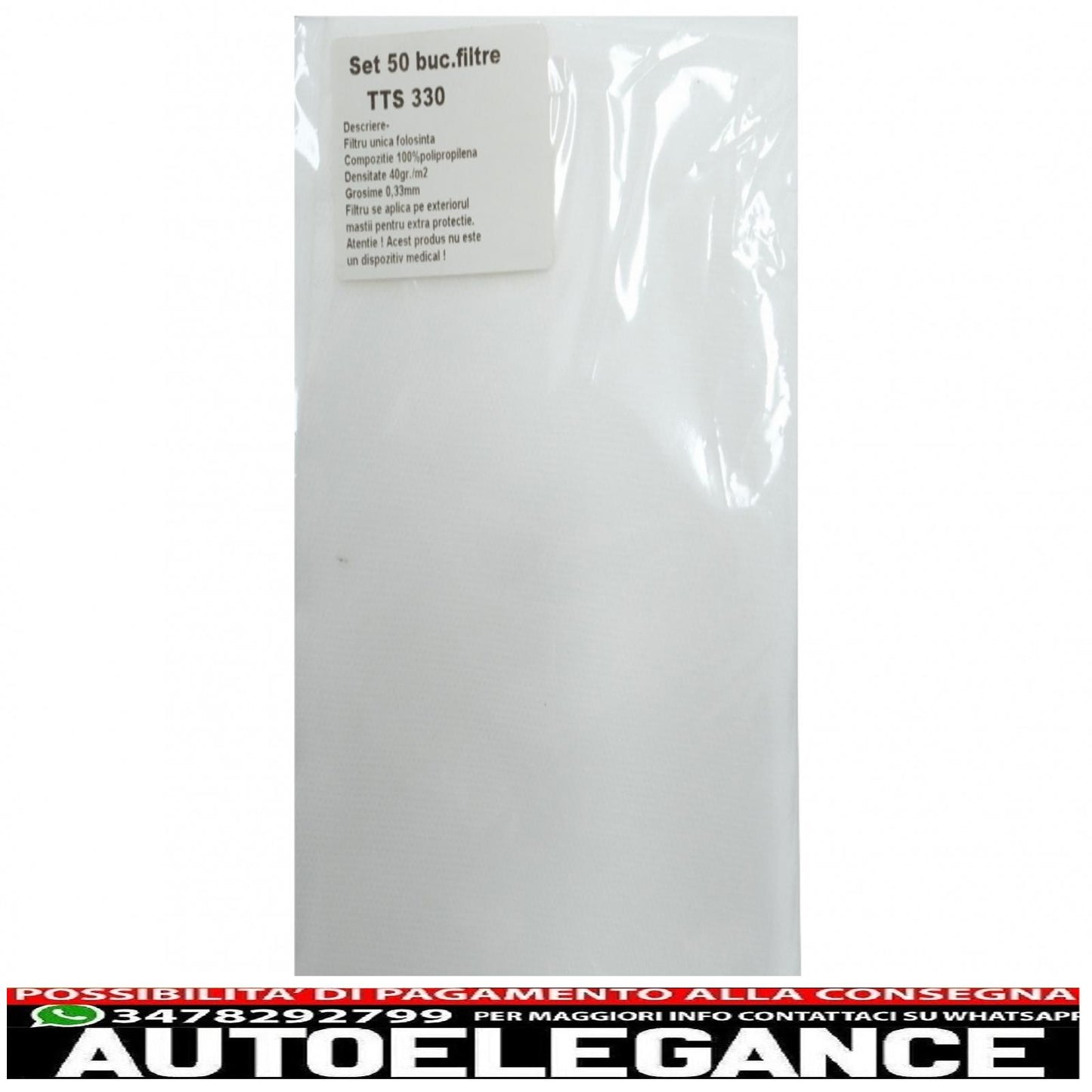 confezione 50 filtri di protezione monouso 100% polipropilene (20cm x 14,5 cm) AUTOELEGANCERICAMBI