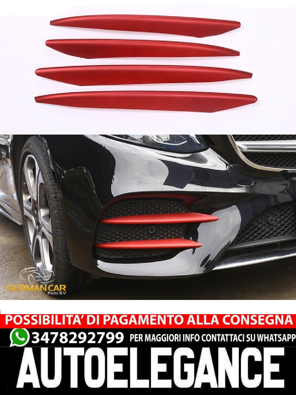 Paraurti per Mercedes W213 Classe E griglia finlandese ROSSO TUNING