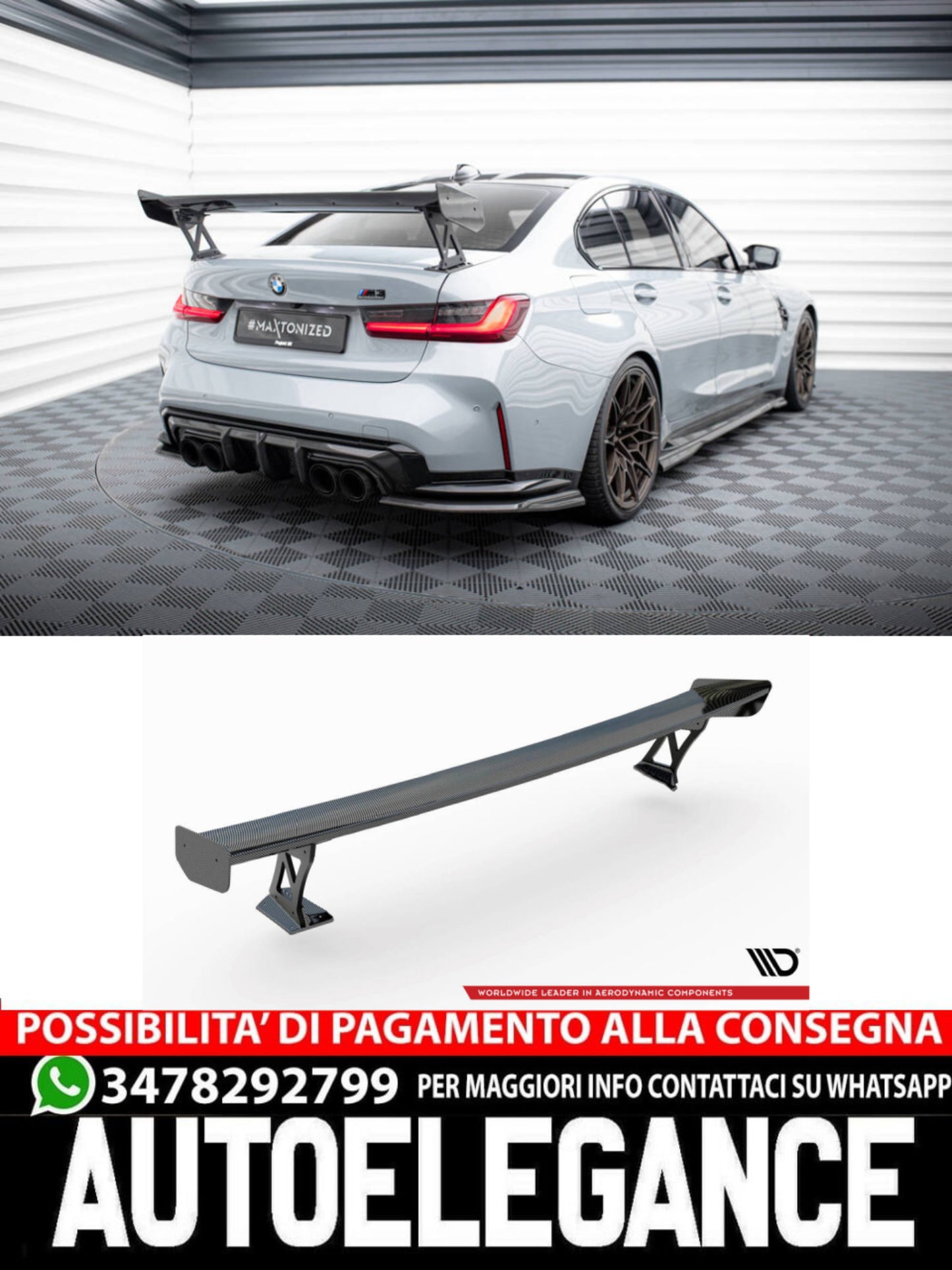 SPOILER IN CARBONIO CON STAFFE ESTERNE MONTANTI BMW M3 G80  (2021 - )