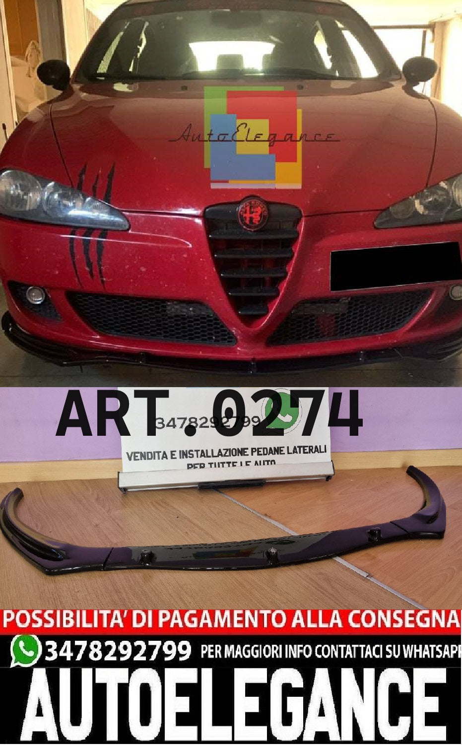 FRONT SPLITTER SUITABLE FOR ALFA FOMEO 147 RESTYLING SPORTY LOOK