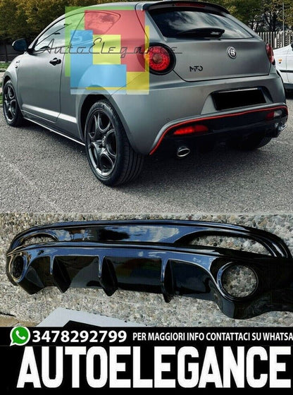 DIFFUSORE ALFA ROMEO MITO 2008+ SOTTO PARAURTI POSTERIORE DAM NERO LUCIDO SPORT