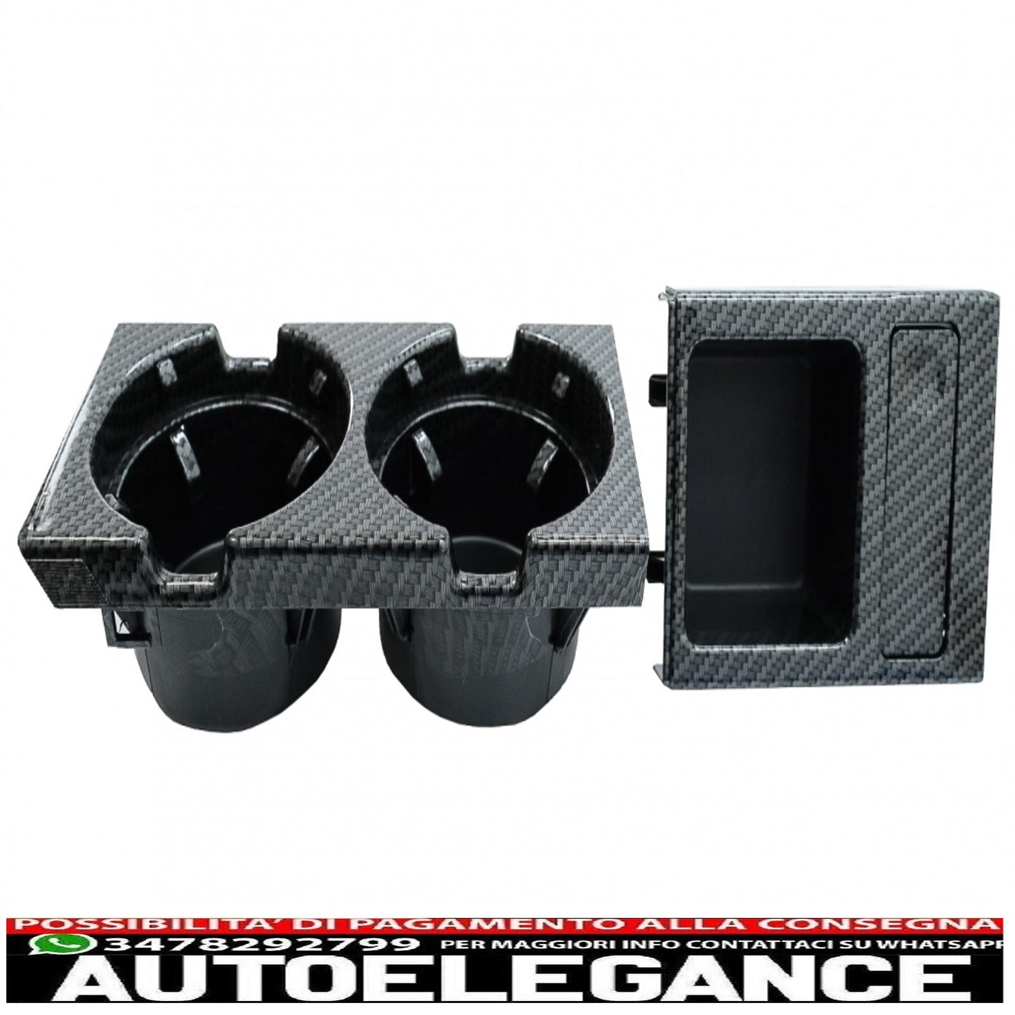 cup holder and coin holder suitable for bmw 3 series e46 (1998-2005) carbon fiber effect
