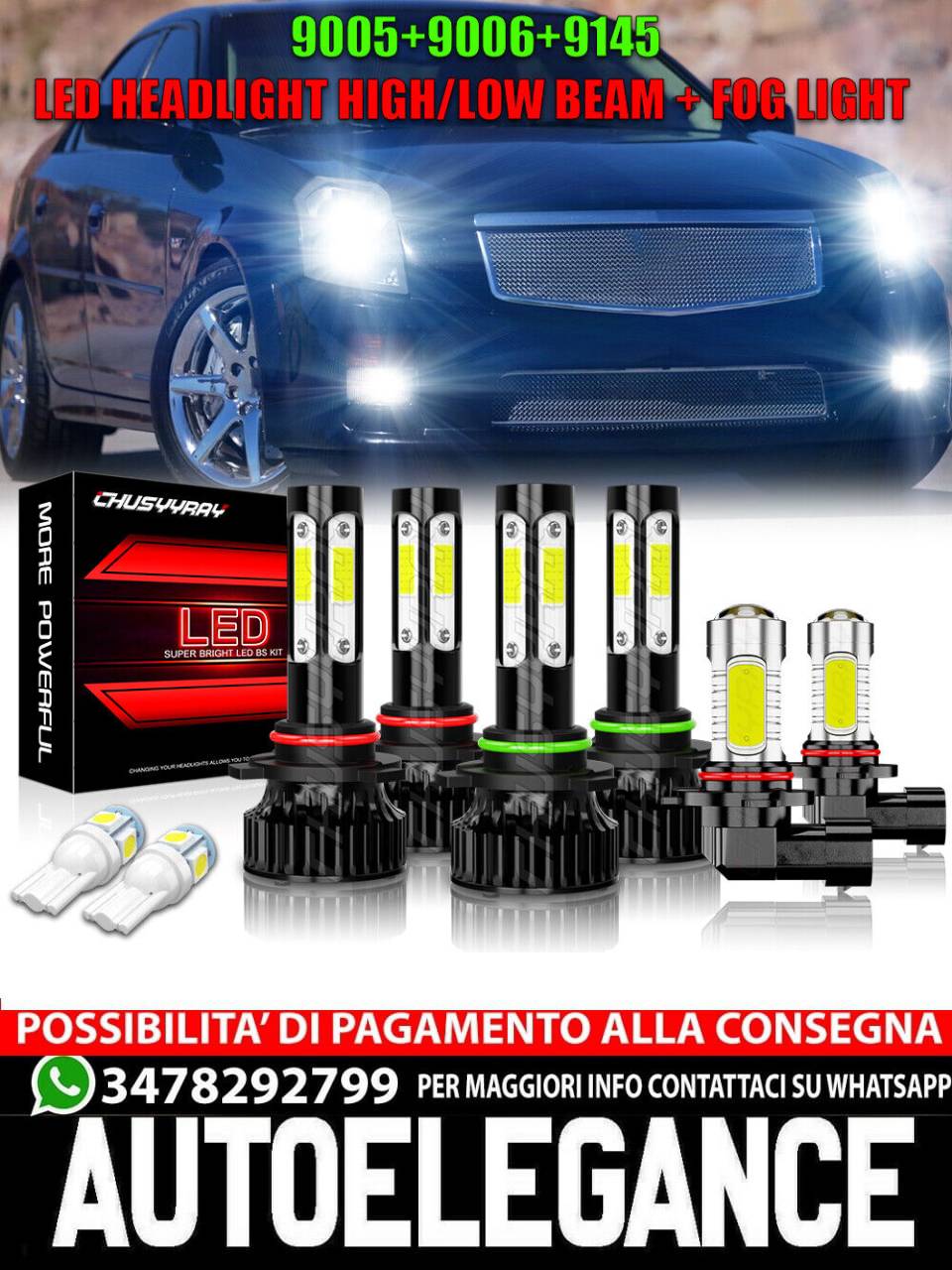 For Cadillac CTS 2003-2007 LED Headlight Fog Lamp 6x Bulbs Kit