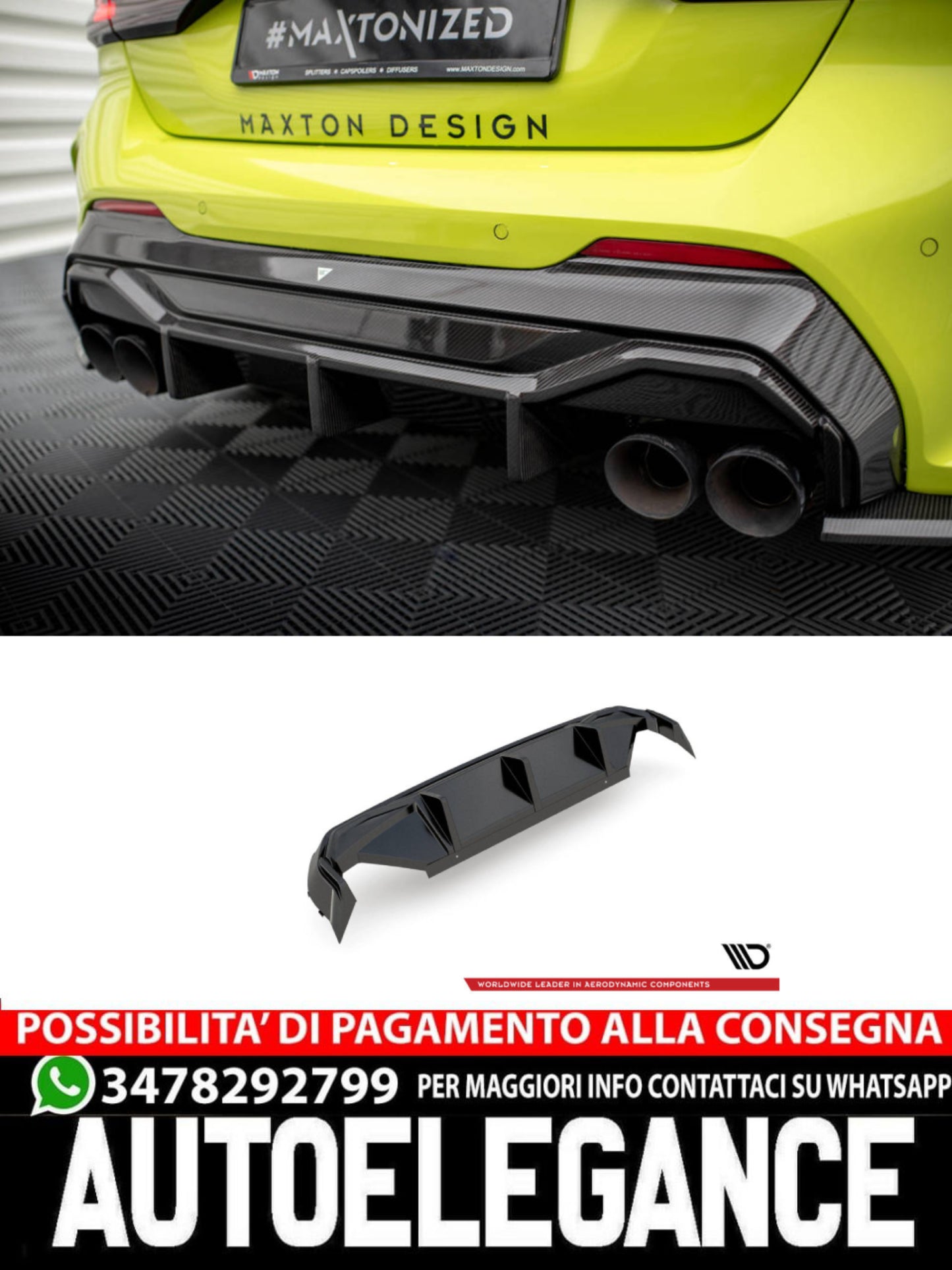 DIFFUSORE POSTERIORE CARBONIO V.1 ADATTO PER BMW 1 F40 M-PACK/ M135I ( 2019 - )