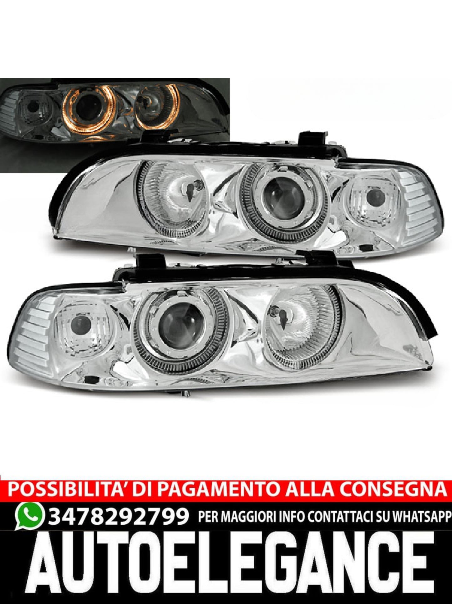 FARI ANTERIORI ANGEL EYES CHROME ADATTI COMPATIBILI per BMW E39 09.95-06.03