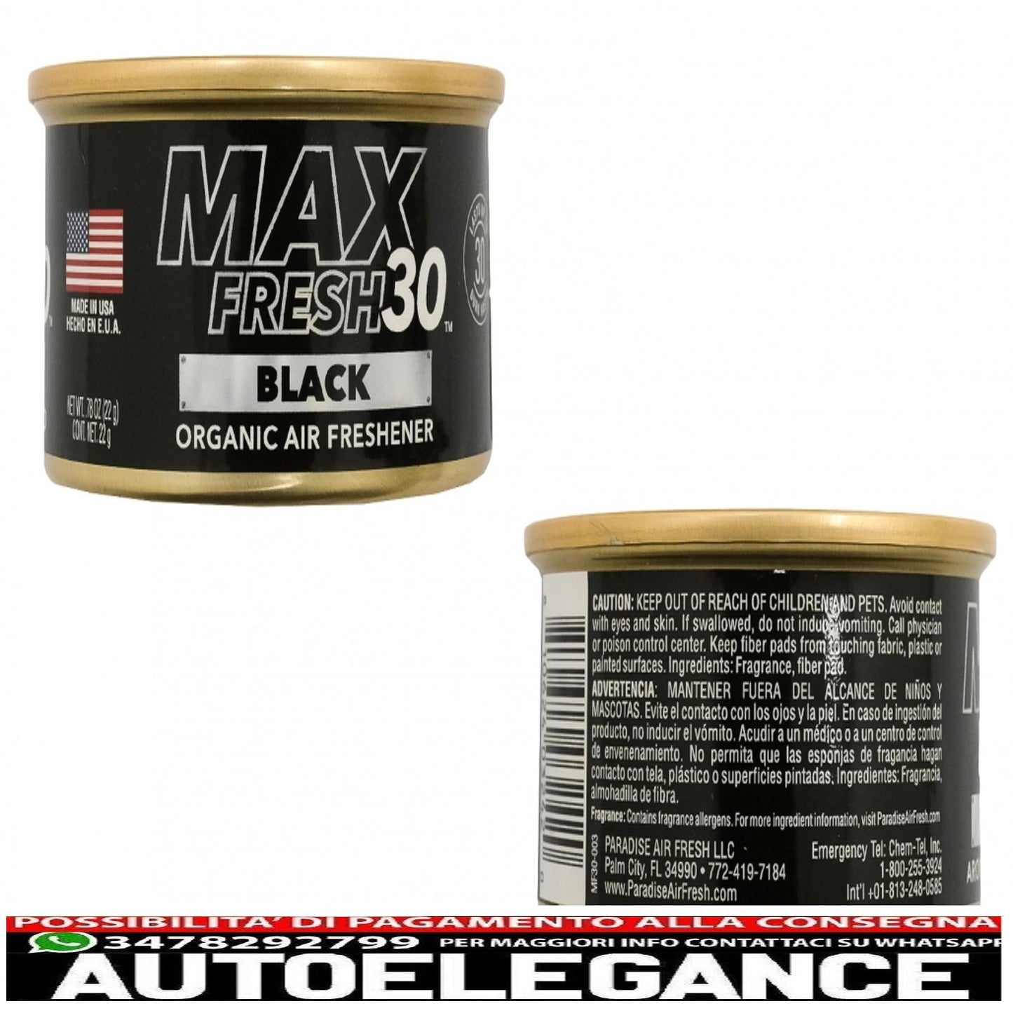 paradise air fresh organic deodorant without cap max fresh 30 can 6 black cans