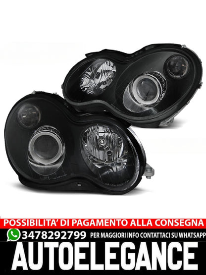 BLACK HEADLIGHTS SUITABLE COMPATIBLE for MERCEDES W203 C-Class 07.00-03.04 