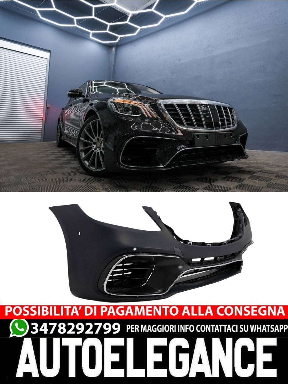 Front Bumper Suitable for Mercedes S-Class W222 Facelift 2017-2020 LOOK S63 (PROMO) 