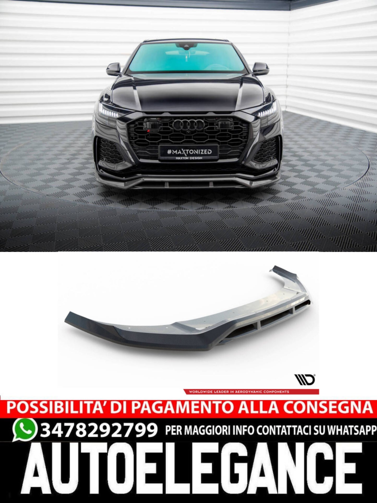 SPLITTER ANTERIORE IN FIBRA DI CARBONIO adatto compatibile per AUDI RSQ8 MK1  (2019-)