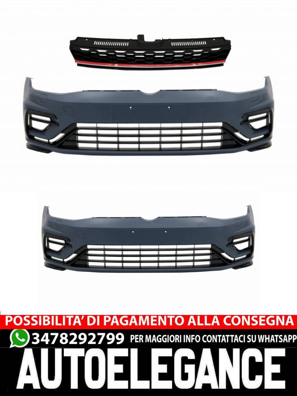 Front bumper with center grille suitable for VW Golf 7.5 (2017-2020)
