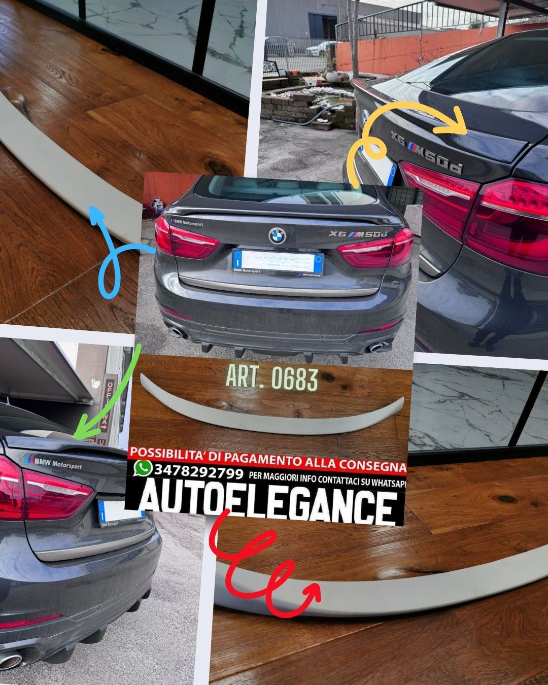 SPOILER POSTERIORE ADATTO PER BMW X6 F16 2014-2019 LOOK M DESIGN GREZZO