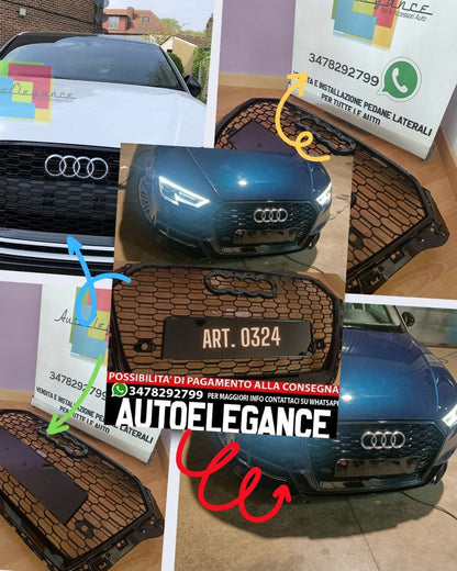 GRIGLIA ADATTA PER AUDI A3 8V 2017-2019 LOOK RS3 NERA ECONOMICA