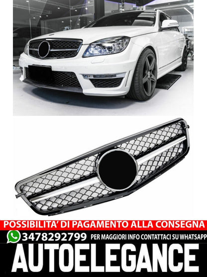 Griglia sportiva per Mercedes W204 S204 C cromo nero C63 AMG LOOK