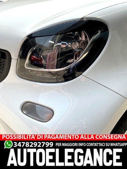 Per Smart ForTwo C453 dal 2014 mascherine fari cattivo aspetto nero lucido