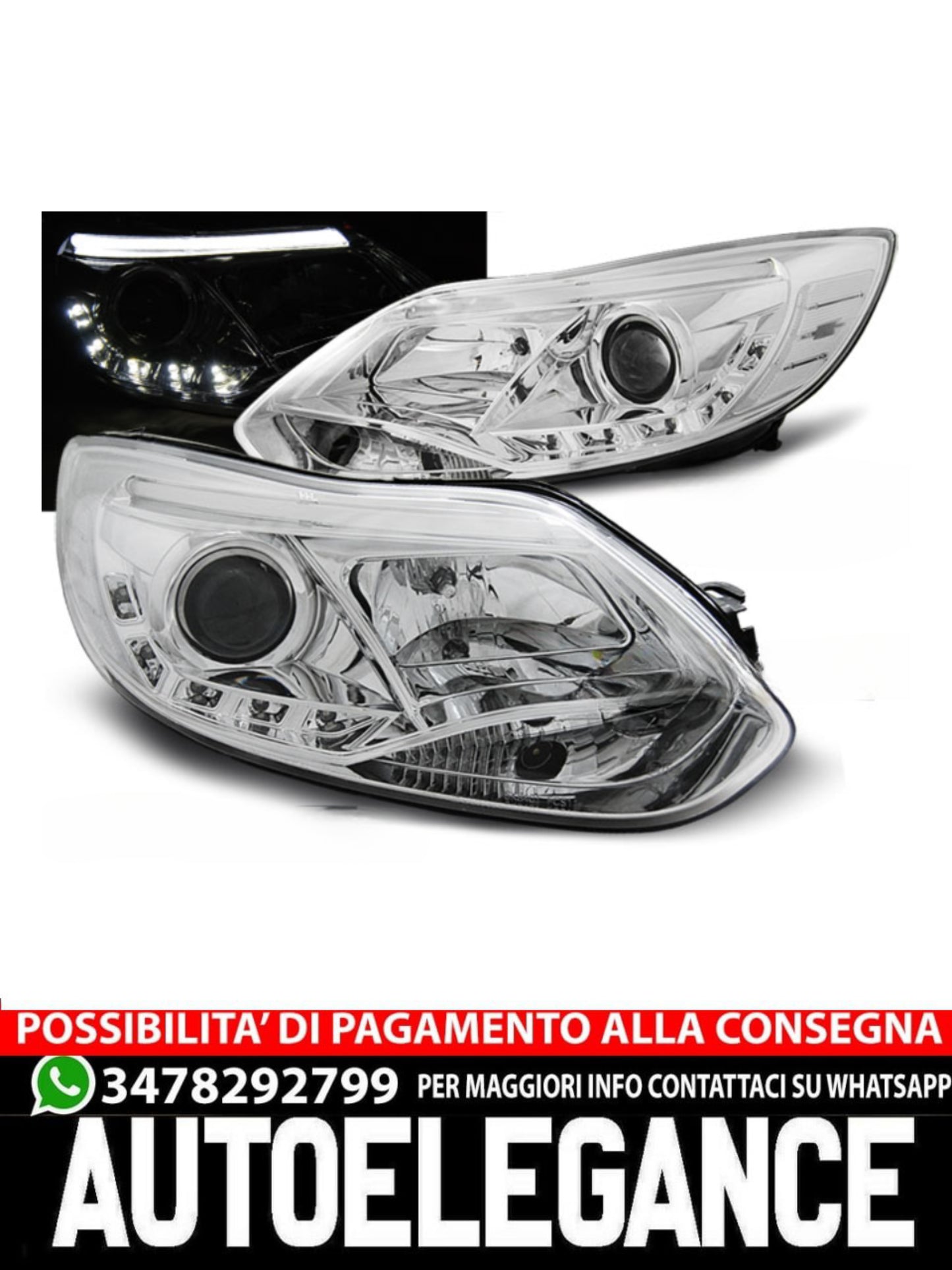 Fari adatti compatibili per FORD FOCUS MK3 11- 10.14 TUBO LUCI CROMATO