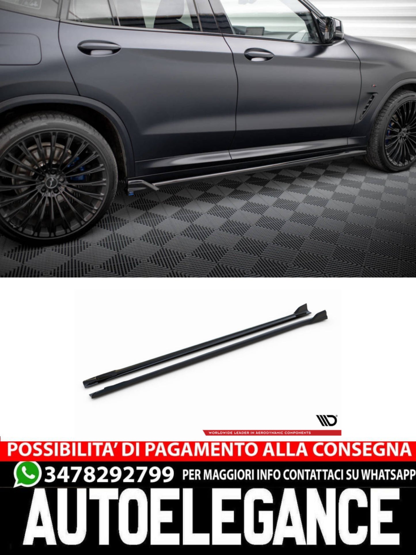 MINIGONNE LATERALI ADATTE PER BMW X3 M-PACK G01 FACELIFT  2021 -