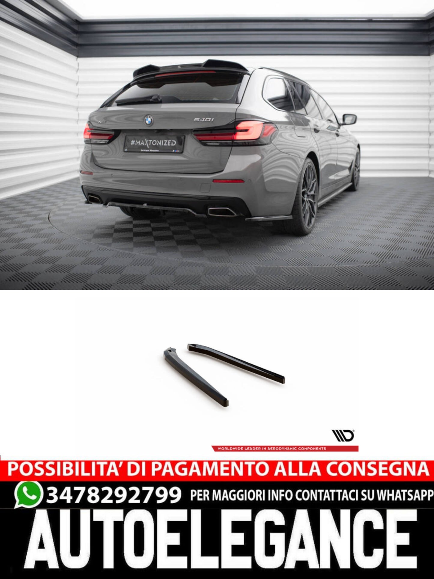 SPLITTER LATERALI POSTERIORI ADATTO PER BMW 5 G30 / G31 FACELIFT  (2020-2023)