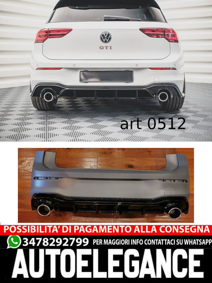 PARAURTI POSTERIORE ADATTO PER VW GOLF 8 2020+ LOOK GOLF 8 GTI DESIGN SPORTIVO