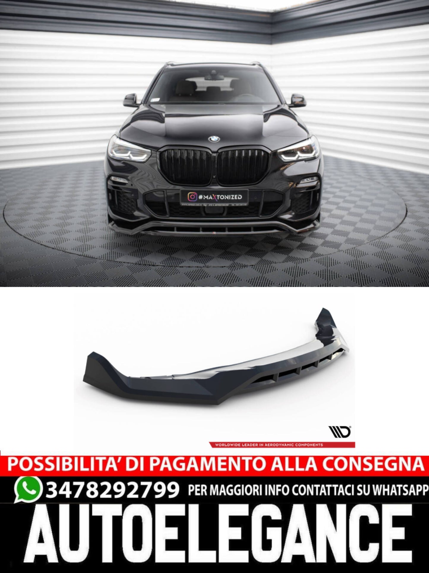 SPLITTER ANTERIORE V.2 ADATTO PER  BMW X5 M-PACK G05  (2018-2023)