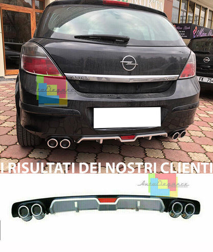 SOTTO PARAURTI POSTERIORE - OPEL ASTRA H DIFFUSORE QUATTRO TERMINALI ABS