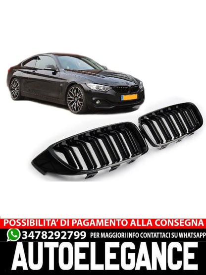 ADATTO PER BMW SERIE 4 F32 SPORT GRIGLIA DEL RADIATORE DOPPIA STRISCIA NERA