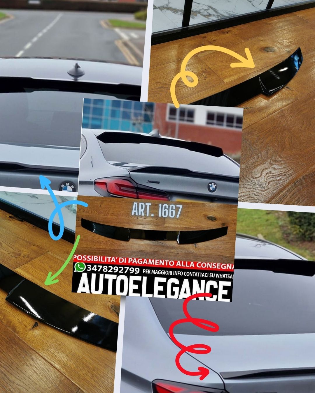 SPOILER ADATTO PER BMW SERIE 5 G30 BERLINA 2016-2020 LOOK NERO LUCIDO