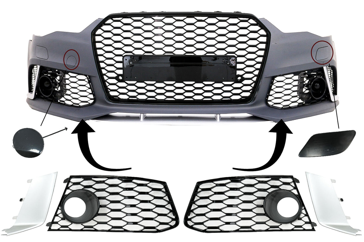 Griglie laterali paraurti ornamenti per parti cover Audi A6 C7 4G 11-18 RS6 look SRA-mostra il titolo originaleTesto originaleGriglie laterali paraurti per Audi A6 C7 4G 11-18 RS6 Look SRA Covers Parts