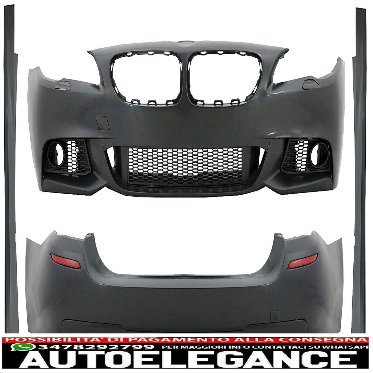 Kit carrozzeria per BMW Serie 5 F10 11-14 Paraurti Gonne M-Technik Look