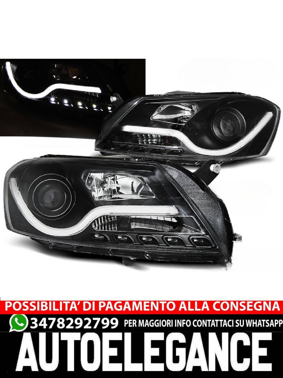BLACK HEADLIGHT TUBE for VW PASSAT B7 10.10-10.14 