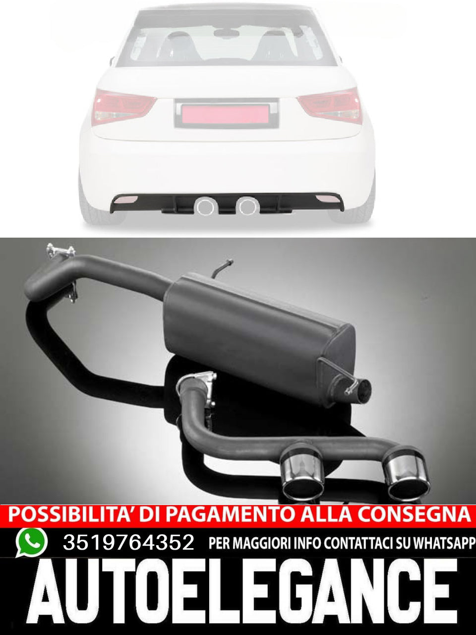 Diffusore con set terminali di scarico adatto per Audi A1