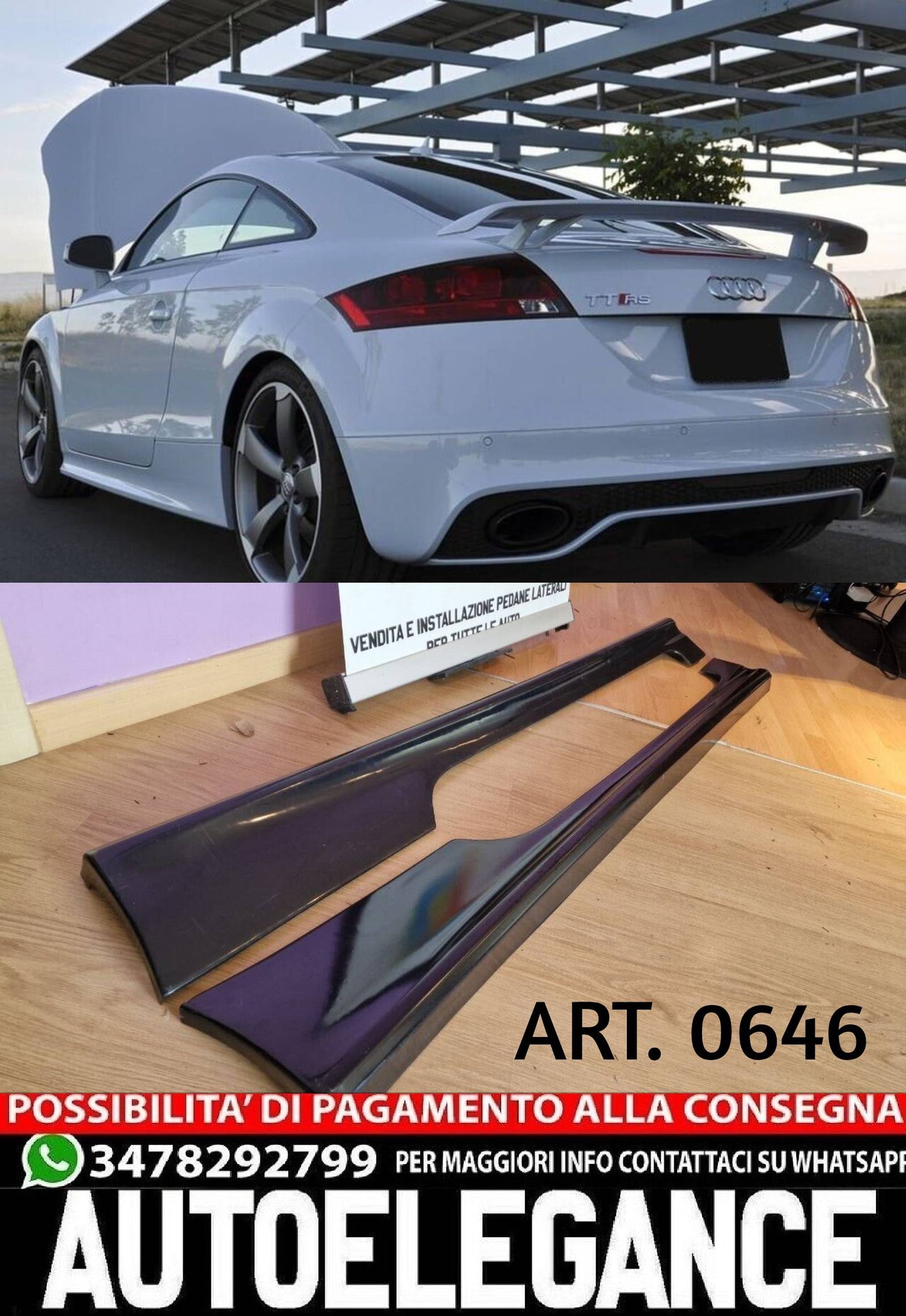 MINIGONNE LATERALI ADATTE PER AUDI TTRS 8J 2009-2014 LOOK RS GREZZE