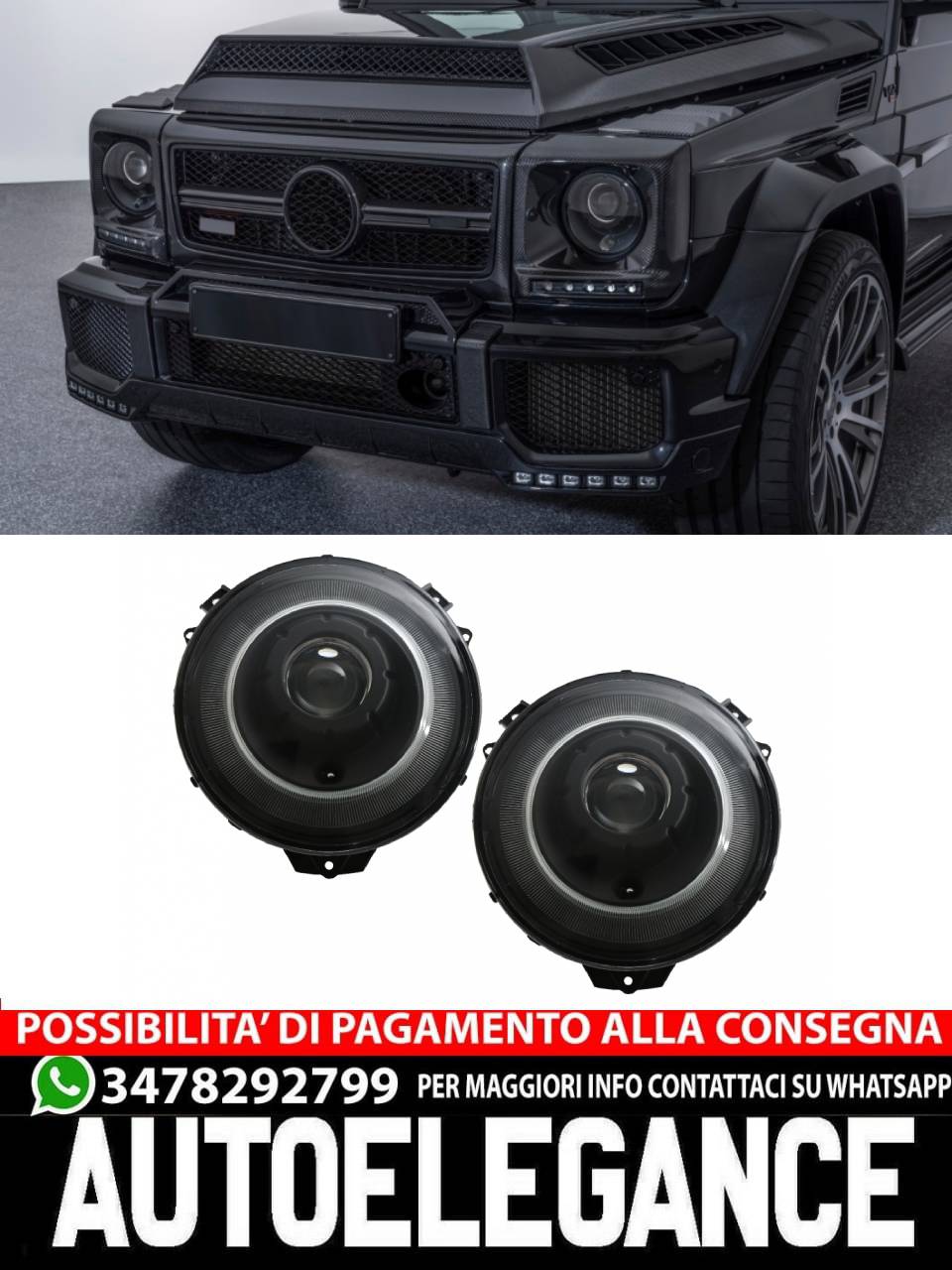 Fari Bi-Xenon OEM Look adatto per Mercedes Classe G W463 (2005-2017) Nero