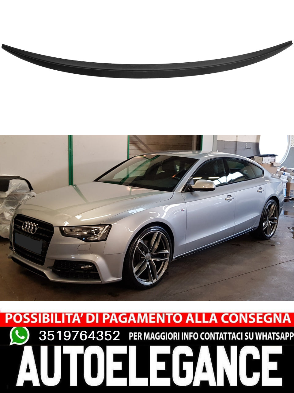 Rear Spoiler Suitable for Audi A5 8T Sportback 2007-17 Unpainted Black 