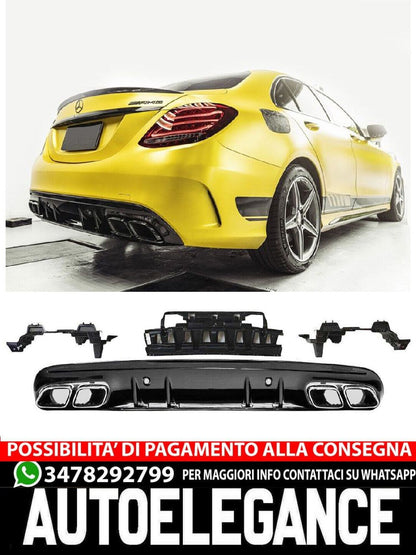 Diffusore spoiler posteriore + terminali di scarico (NERO) in C63 AMG LOOK