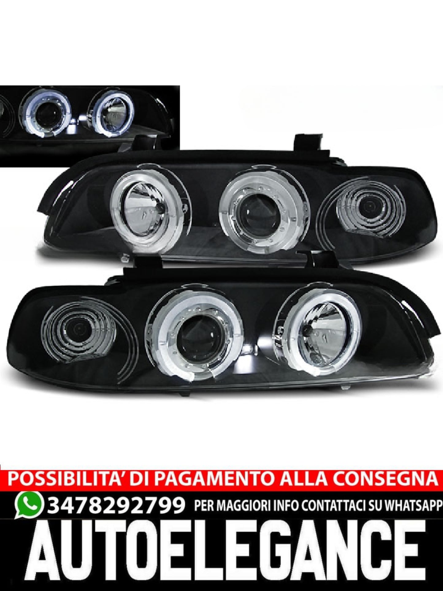 ANGEL EYES HEADLIGHTS BLACK SUITABLE COMPATIBLE FOR BMW E39 09.95-06.03 